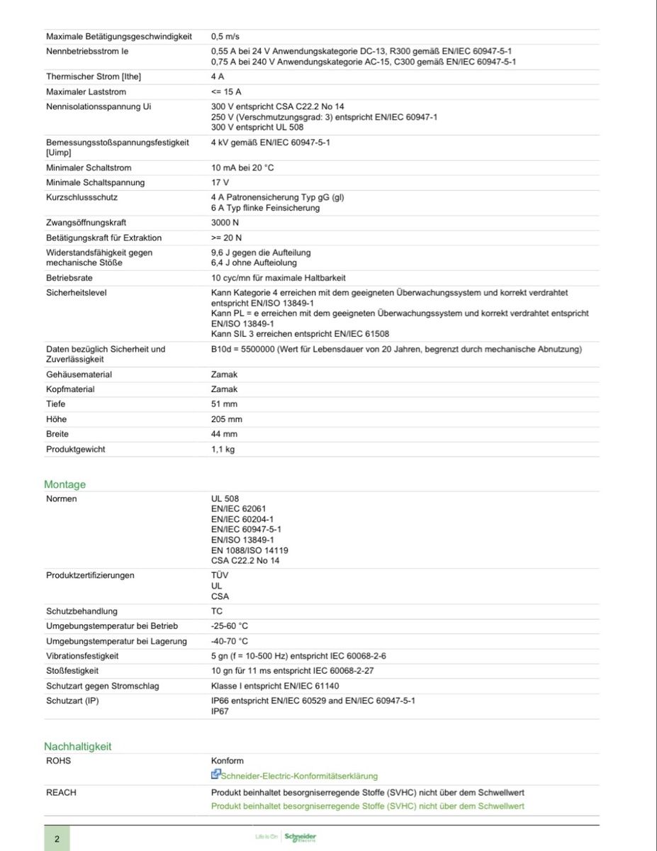Schneider Interruttori: Sicherheitsschalter Safety switch Telemecanique – Nuovo e nell'imballaggio originale da Safenwil venduto da 2N3773 3
