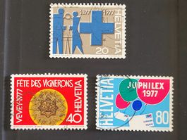 Timbres CH 1977 (27. I.) N° 586 + 587 + 588 (a)