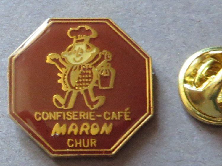 Placchette & Badge: PIN CONFISERIE CAFÉ MARON CHUR – Usato da Neuhausen venduto da luckimucki
