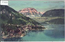 Gersau mit dem Frohnalpstock - Litho