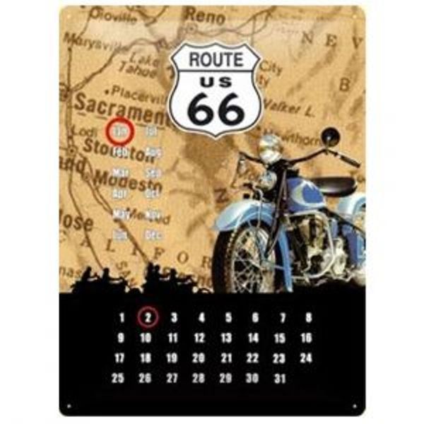 Insegne: Blechschildkalender-ROUTE 66 MIT MOTOR- – Nuovo (secondo la descrizione) da Rupperswil venduto da big-one-sale