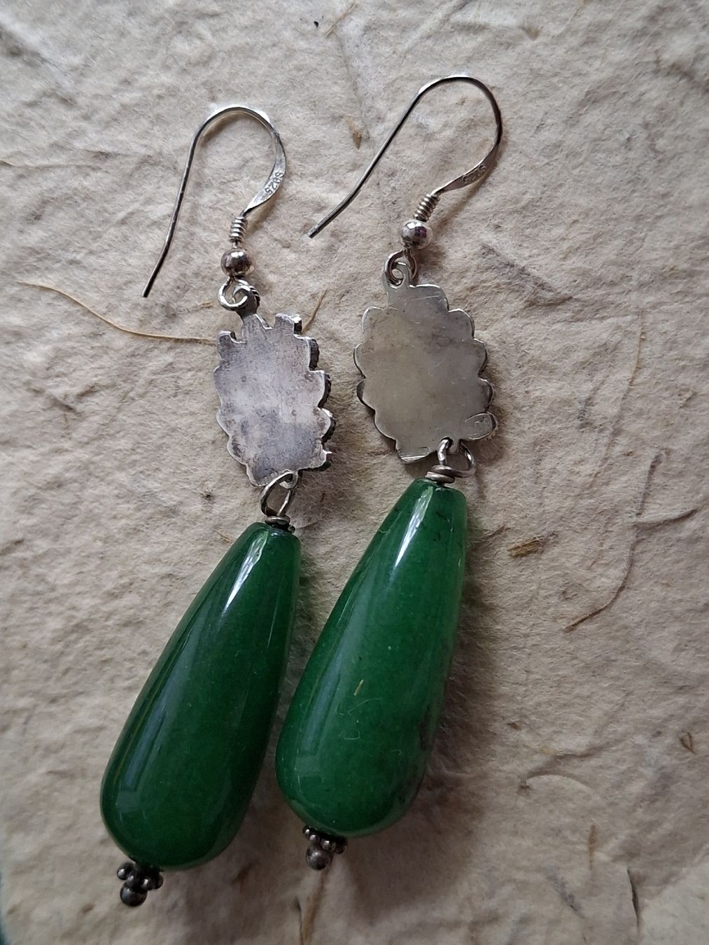 Orecchini pendenti & Orecchini a lobo: Antike Jugendstil Ohrhänger Silber Jade – Usato da Barzheim venduto da spitz01 1
