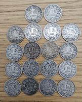 Lot de 18 pièces de 1 Franc suisse – Argent – 1861 à 1939