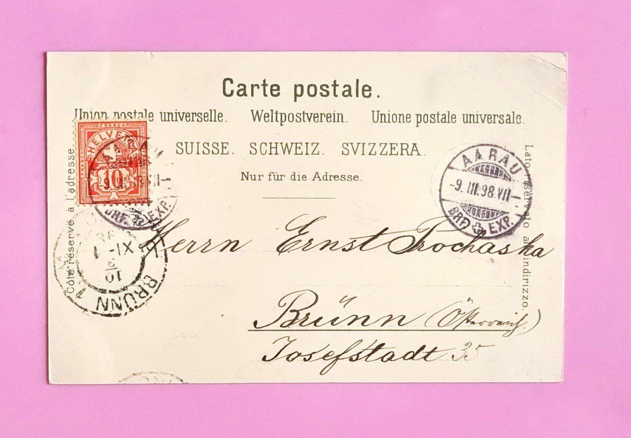 Cartoline postali: Aarau - Litho - 1898 – Usato da Rothrist venduto da RROENK 1