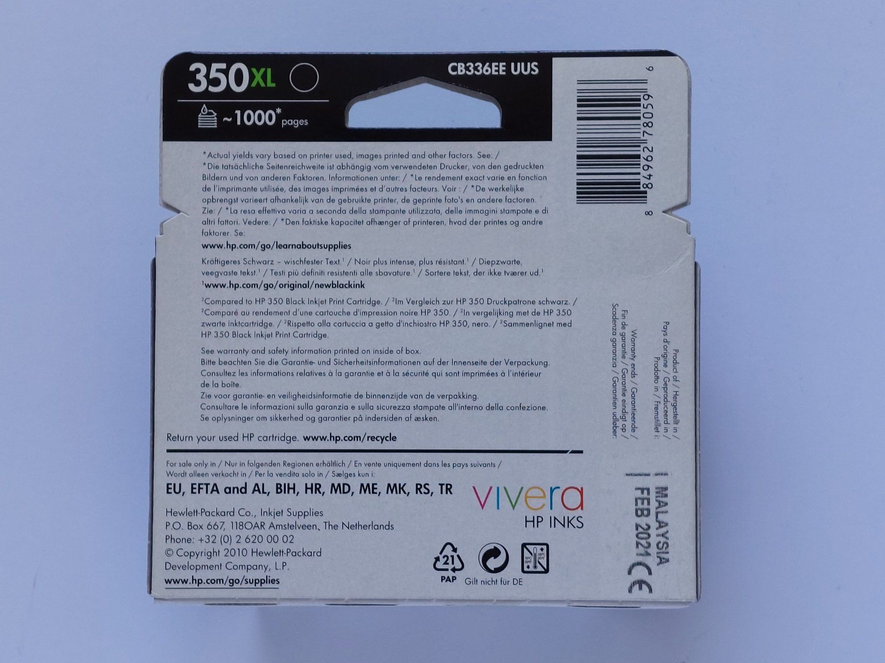 Hewlett Packard Cartucce per stampanti & toner: Tintenpatrone HP 350XL Schwarz – Nuovo e nell'imballaggio originale da Liebefeld venduto da Helveticus6 1