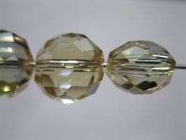 1 Strang Glasperlen Rondelle hellgelb AB, 10x7mm