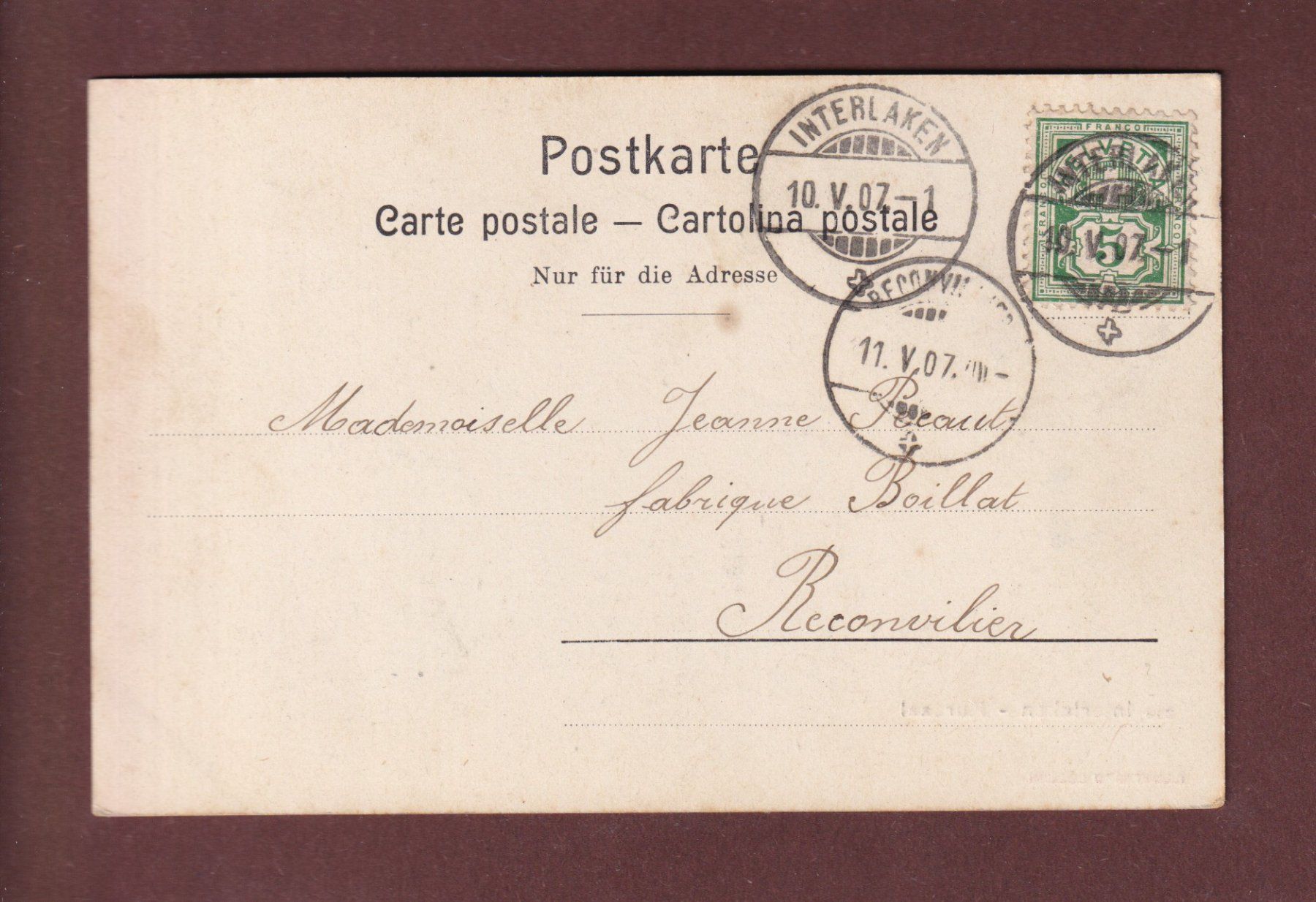Cartoline postali: INTERLAKEN - Kursaal - 1907 – Usato da Pully venduto da nicecards-shop 1