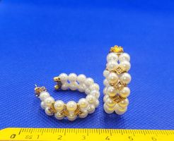 Massiv 18 Karat 750 Gold Perlen Ohrringe mit Diamanten
