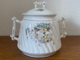 Vintage Zuckerdose mit Deckel, Blumendesign