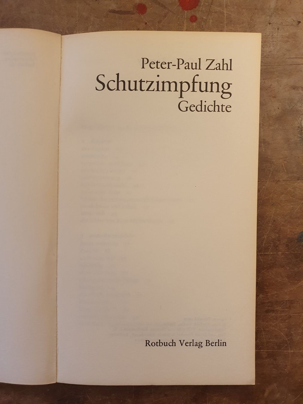 Libri: Schutzimpfung - Peter-Paul Zahl - Rotbuch – Usato da Zürich venduto da loosebone 1