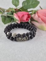 Buddha Lava Stein Armband / 2 Teile