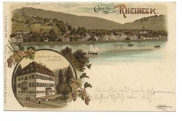 Gruss aus Rheineck SG Custerhof Landwirt. Schule  Litho 1900