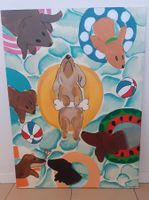 Tableau "Chiens en piscine"