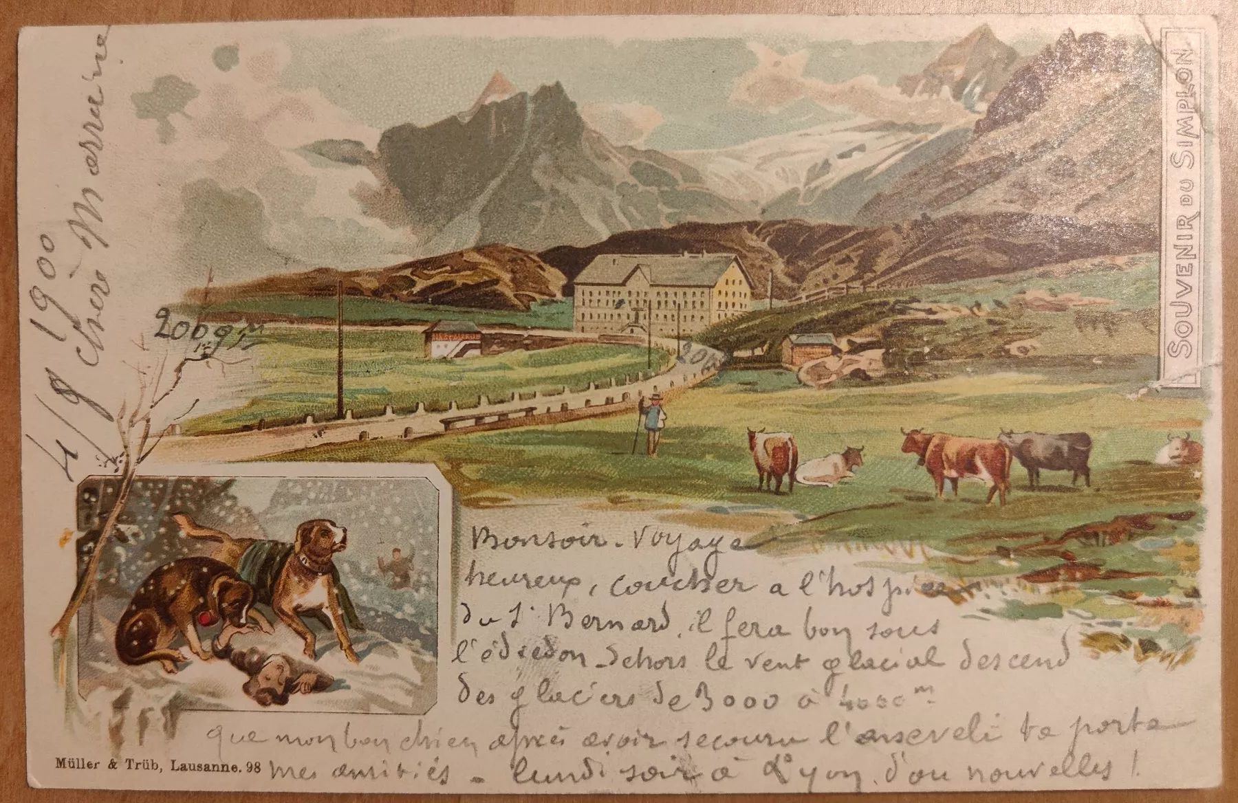 Cartoline postali: Litho, Souvenir du Simplon um 1900 – Usato da St. Erhard venduto da Chaeferli6