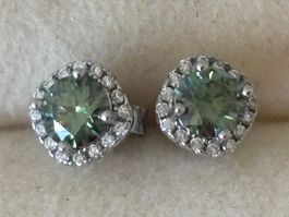 Luxus Ohrstecker Ohrschmuck Zirkonia Farbe: Silber grün