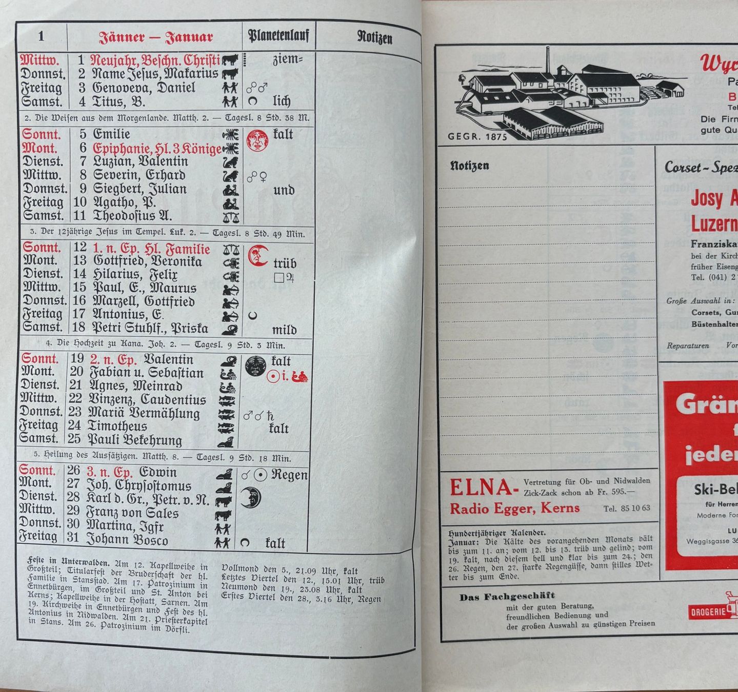 Libri: Nidwaldner Kalender 1958 – Usato da Sarnen venduto da Livres 2