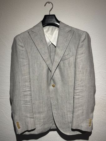 Corneliani Sakko Gr. 48 Leinen/Wolle Grau  - Made in Italy