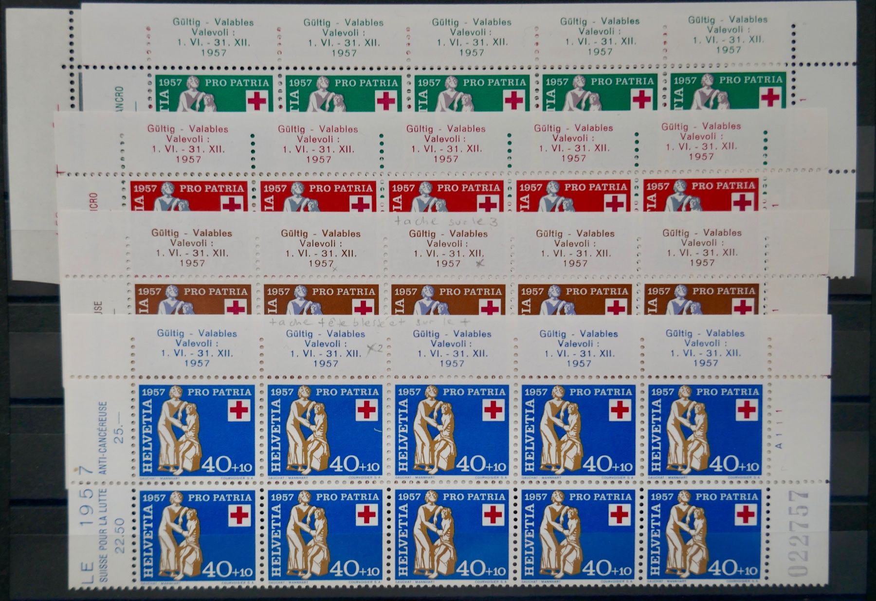Tutti i francobolli: PP Satzmarken 1957 10-er Streifen postfrisch** – Nuovo (secondo la descrizione) da Möhlin venduto da PHILABARTIS