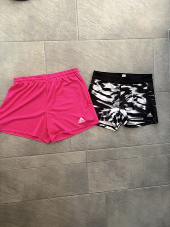 Adidas Damen Shorts 2 Stck Pink / Schwarz Weiss 