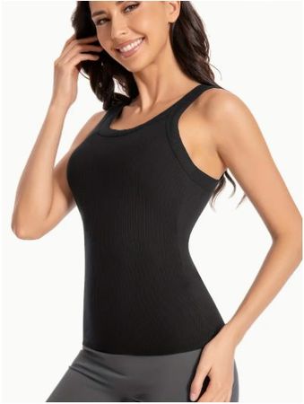 NEUES uni schwarzes Top mit integriertem BH Gr. XS - 225087