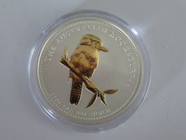 Kookaburra Münze 2005 / 1 Unze Silber gilded