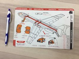 Vintage Corse-Air Caravelle Sicherheitskarte selten