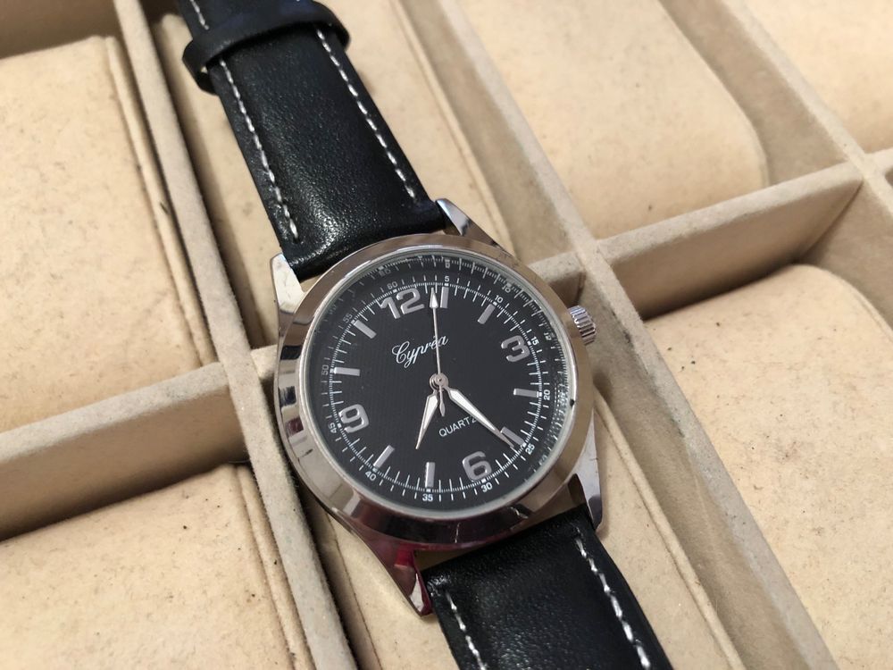 Montre Homme Cypréa Classique – Cadran Blanc Chiffres Romains – Bracelet Cuir Marron
