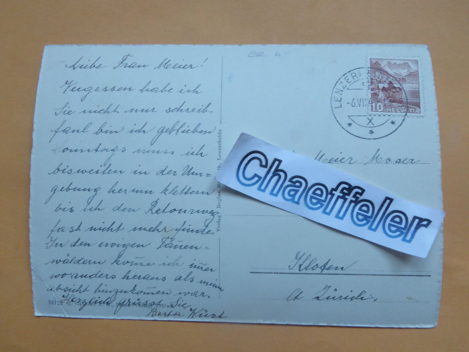 Cartes postales: Valbella 1500m – D'occasion à Zürich par Chaeffeler 1