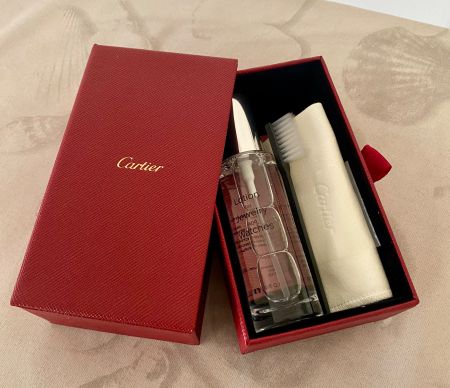 Cartier Tüte, Box, Reinigungsmittel, Tücher, Bürstchen