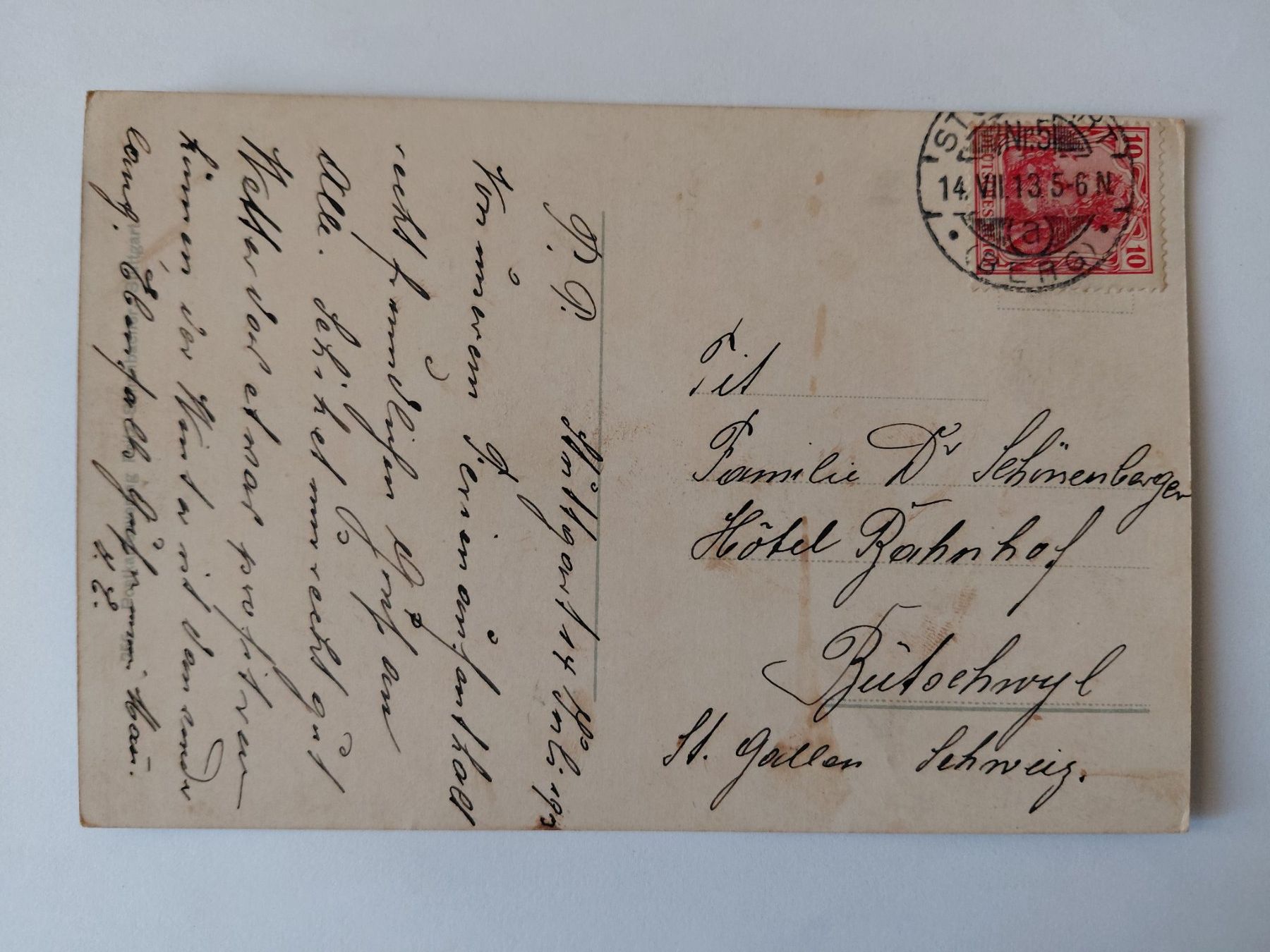 Ansichtskarten: Stuttgart, Kaiser Wilhelm-Denkmal - Postkarte, Top 1913 – Gebraucht aus Wattwil von yburgler 1