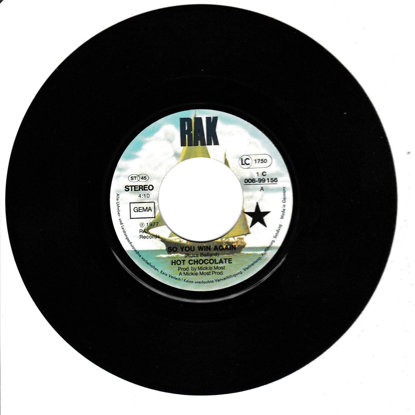 Dischi in vinile: Hot Chocolate: So you win again 7" Vinyl 1977 – Usato da Tübach venduto da JamesStone 2