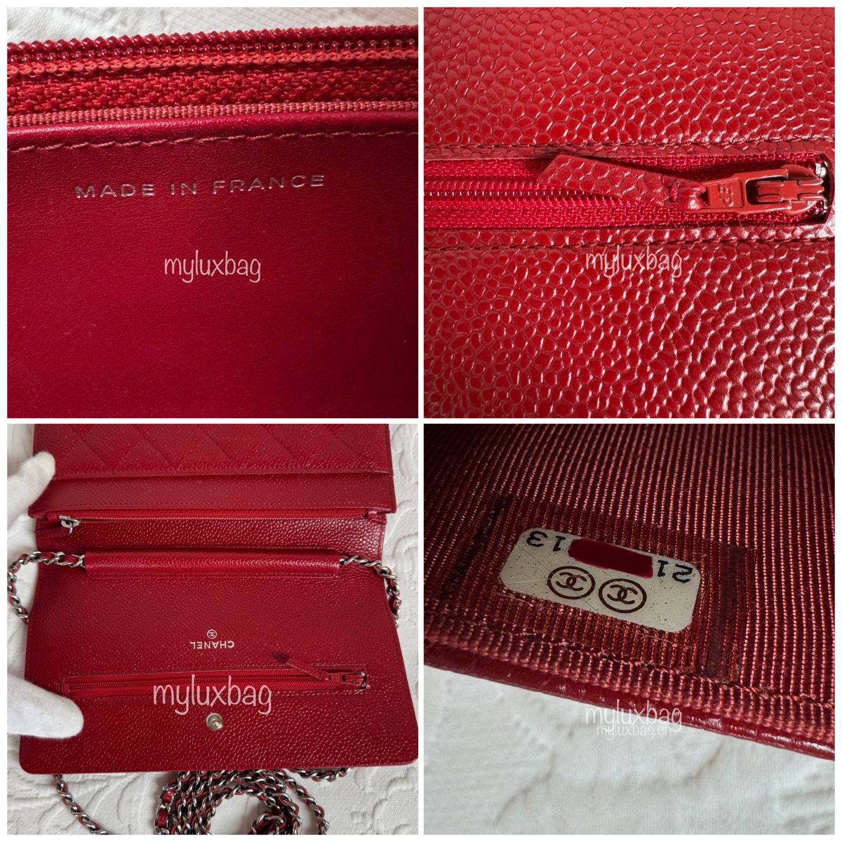 Chanel Borse da donna: Chanel Wallet on Chain WOC Caviar Red Silver Hardware – Usato da Wil SG venduto da Myluxbag 6