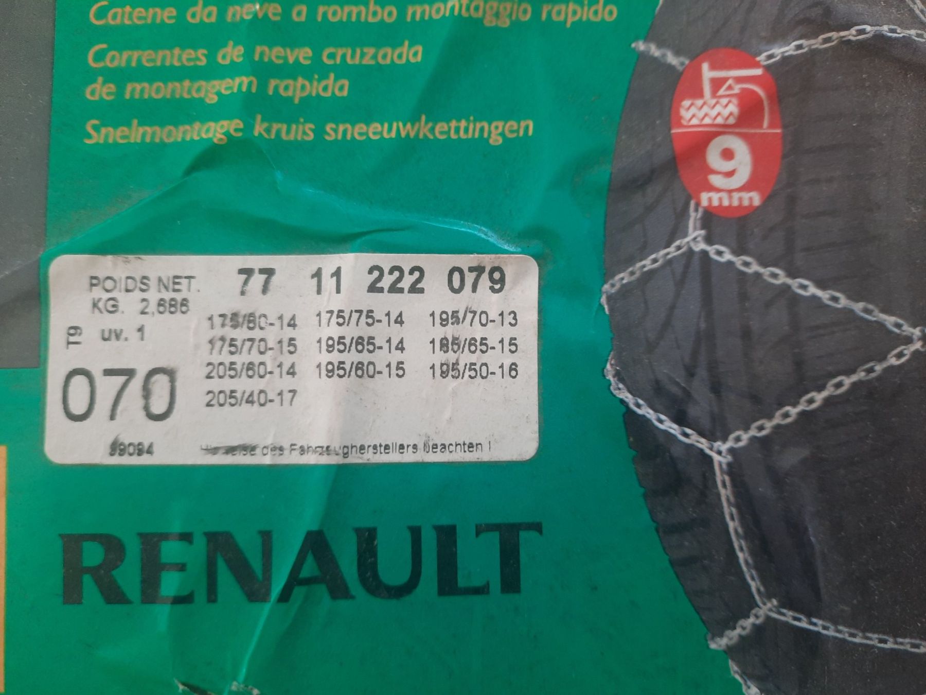 Catene da neve: Chaînes à neige Renault – Nuovo (secondo la descrizione) da Treyvaux venduto da ber_8q8r 1