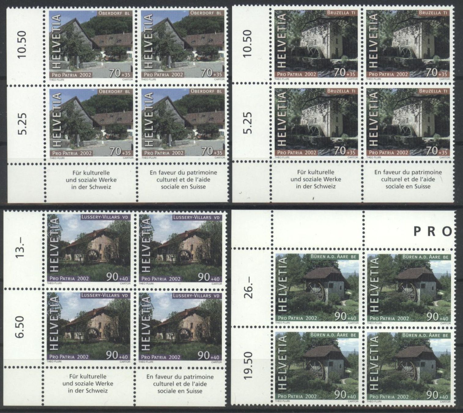 Tutti i francobolli: 2002, Pro Patria, Viererblöcke ** – Usato da Willisau venduto da Vollstempel