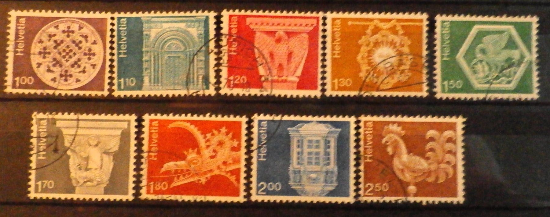 Tutti i francobolli: CH 1973/75 Architektur+Kunsthandwerk – Usato da Kehrsatz venduto da Bernherb2