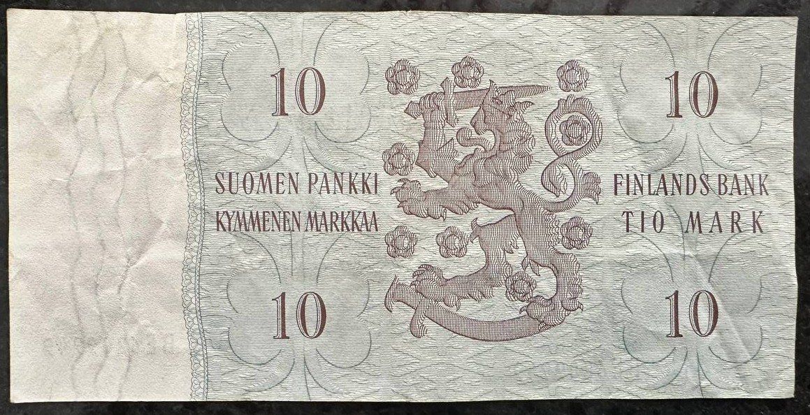 Banconote: Finnische 10 Markkaa Banknote von 1963 – Usato da Beringen venduto da Mantafisch1 1