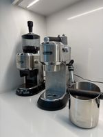 Delonghi Siebträger inkl. Kaffeemühle, Milchkanne, etc.