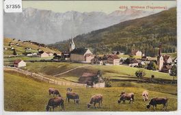 Wildhaus - Generalansicht - Kuhherde - Litho