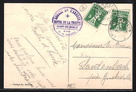Cartoline postali: Le Champ du Moulin, Panorama avec le Cre – Usato da Berlin venduto da bartko-reher 1