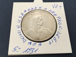 5 Franken Silbermünze 1931 mit 10 Sterne über Kopf VZ +