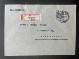 CH 1939 R-Brief 40Rp. Zürich 2 Fraumünster Winterthur