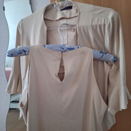 Sommerliches Damen Set - Top und Bolero in Beige, Gr. S