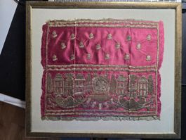 Bild asiatisch Orientalisches Seiden Tuch gerahmt