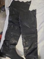Overknee Lederstiefel US 9M (≈ EU 40) – Wellenkante, Schnürd