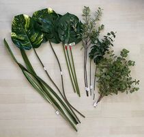 14 Stk.Kunstblätter, Eukalyptuszweig, Philodendron, alle Neu
