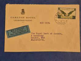 Luftpostbrief 1936 Lausanne Carlton Hotel nach London