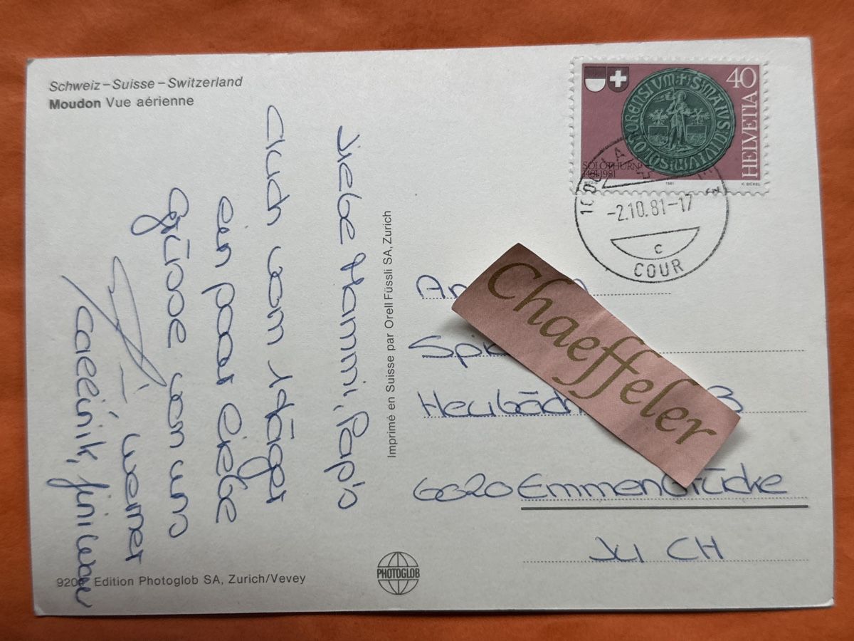 Cartoline postali: Moudon, Schweiz, Vue aérienne – Usato da Zürich venduto da Chaeffeler 1