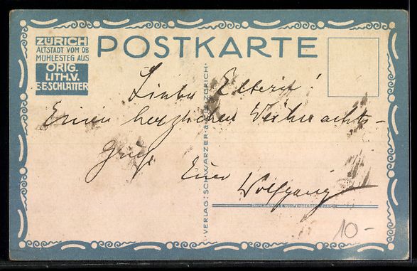 Cartes postales: Ernst E. Schlatter: Zürich, Blick vom O – D'occasion à Berlin par bartko-reher 1