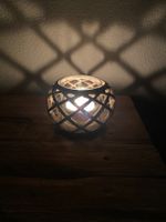 Rustikales Windlicht/Teelichthalter mit Glas, Shabby Chic