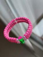 Summer Fun: Pink Heishi Bead Bracelet with Strawberry Charm